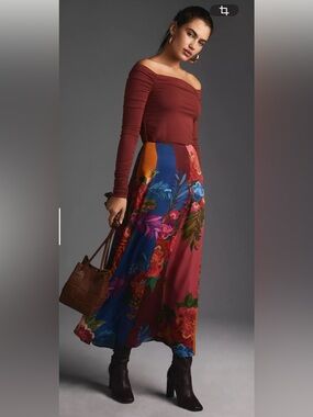 NWT Farm Rio size S paneled maxi skirt in mutil colors